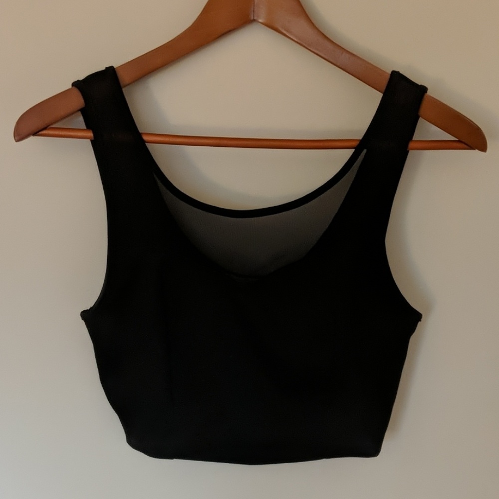 Zenana outfitters black mesh crop top